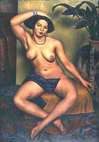 Seated Nude or Gypsy at her Toilet Oil Painting - Mark Gertler