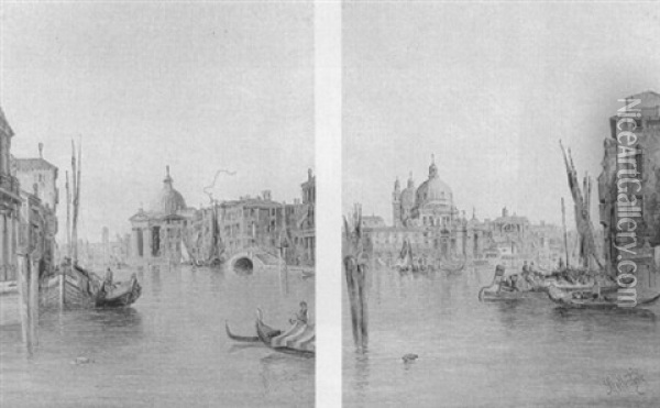 The Grand Canal, Venice  S. Maria Della Salute , Venice Oil Painting - Alfred Pollentine