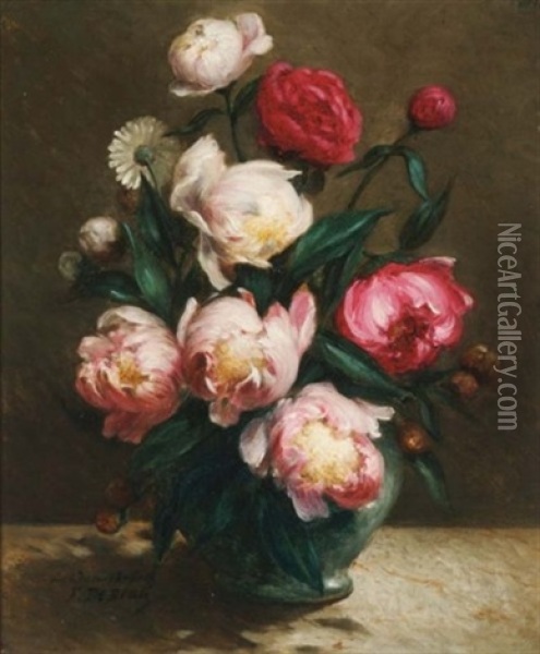 A Flower Still Life With Peonies Oil Painting - Frans De Beul
