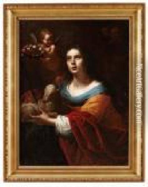 Sankta Agnes Oil Painting - Giovanni Martinelli