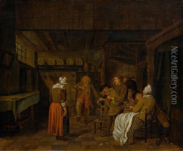 A Tavern Scene Oil Painting - Jan Josef Horemans the Elder