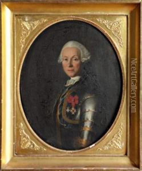 < Portrait D'un Chevalier En Armure >. Oil Painting - Charles Camarroque