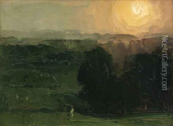 Sunset Jersey Hills Oil Painting - George Wesley Bellows