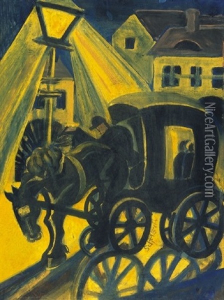 Konflis - Cab Oil Painting - Hugo Scheiber