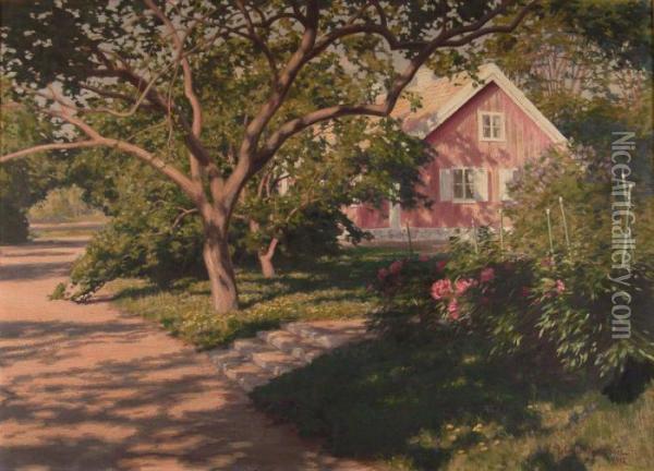 La Casa Rosa Oil Painting - Johan Krouthen