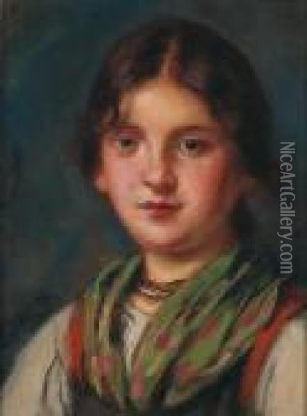Young Girl From South Tyrol Oil Painting - Emma Von Muller