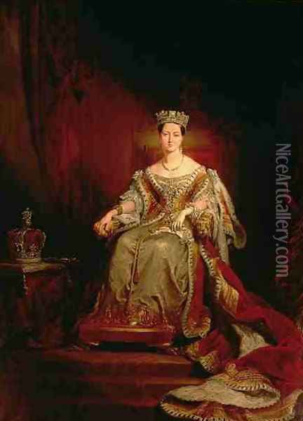 Queen Victoria on the Throne Oil Painting - Sir George Hayter