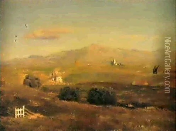 Italian Landscape Oil Painting - Lord Frederic Leighton