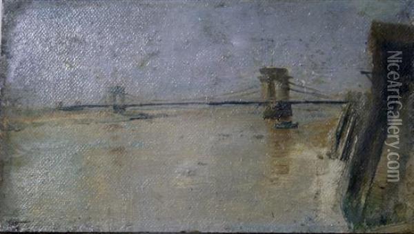 Old Shoreham Bridge Oil Painting - Charles Gogin