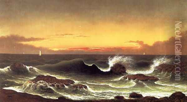 Seascape Sunrise Oil Painting - Martin Johnson Heade