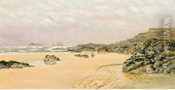 A View Of Treyarnon Bay Oil Painting - John Edward Brett