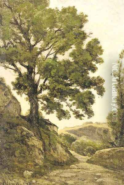 Le grand arbre - Chemin dans la campagne Oil Painting - Henri-Joseph Harpignies