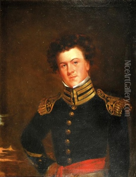 Portrait Of An Officer In Full Dress Oil Painting - Joseph Greenleaf Cole
