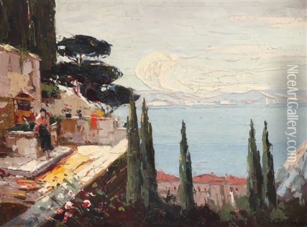 Terasa La Balcic Oil Painting - Rudolph Negely
