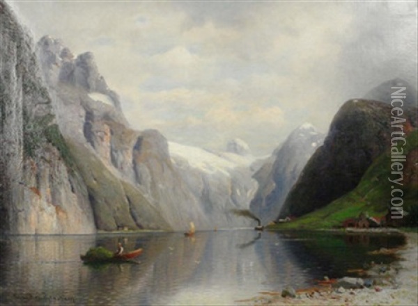 Sommer Im Norwegischen Fjord Oil Painting - Julius Kruchen