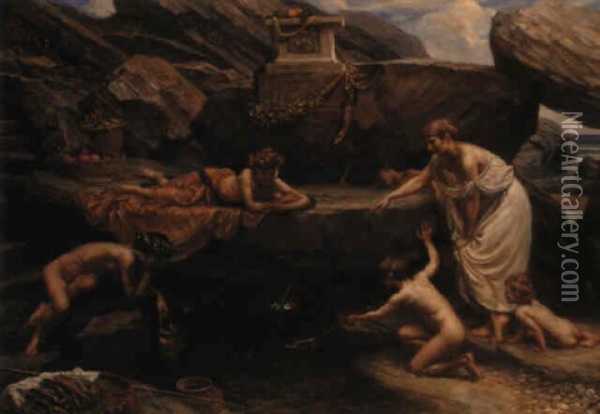 The Wonders Of The Deep: An Idyll Oil Painting - Edward John Poynter