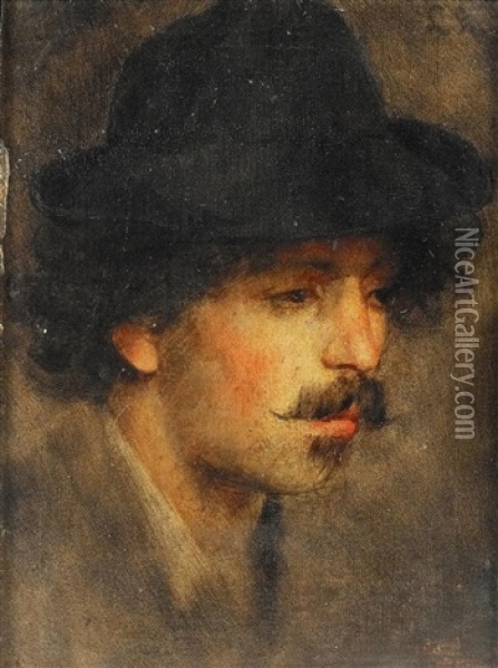 Portratstudie Eines Jungen Herren (study) Oil Painting - Ludwig Knaus