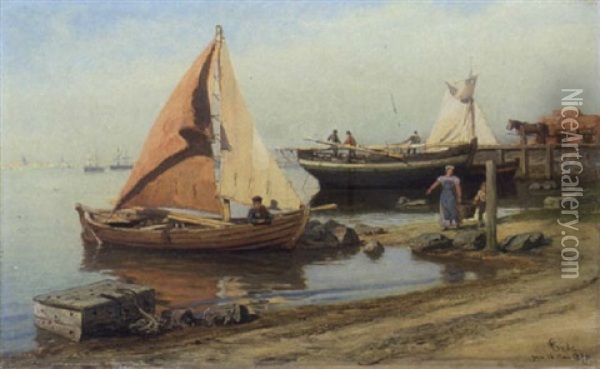 Venezianischer Hafen Oil Painting - Hans Frederick Gude