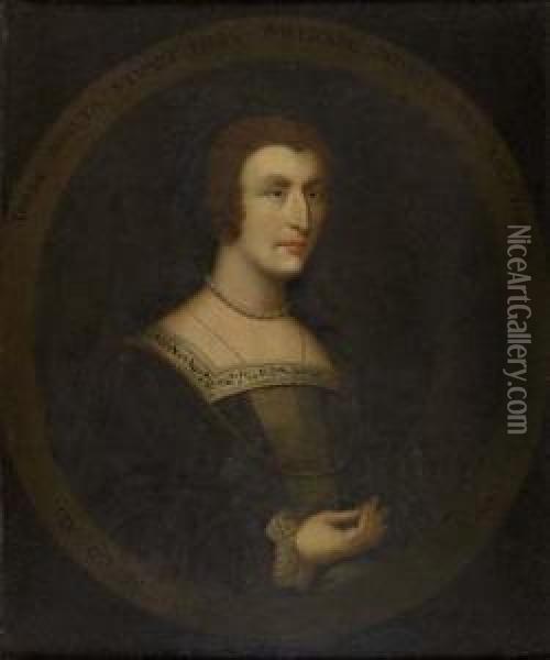 Half Length Portrait Of Lady Janet Stewart Oil Painting - George Jamesone
