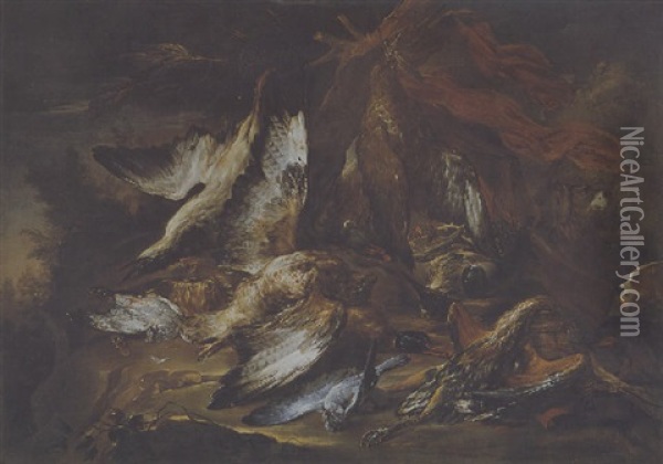 Natura Morta Con Cacciaggione Oil Painting - Gaetano Cusati