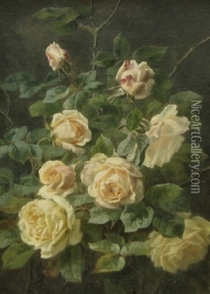 Blomstrende Gule Roser Oil Painting - Anthonie Eleonore (Anthonore) Christensen