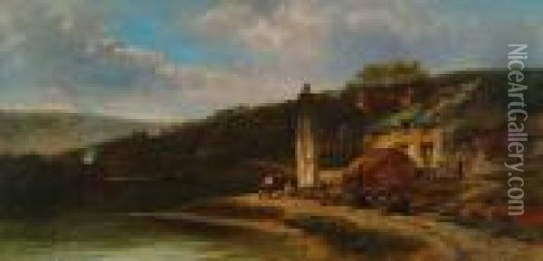 A Creek Off The Dart, Devon Oil Painting - William Pitt