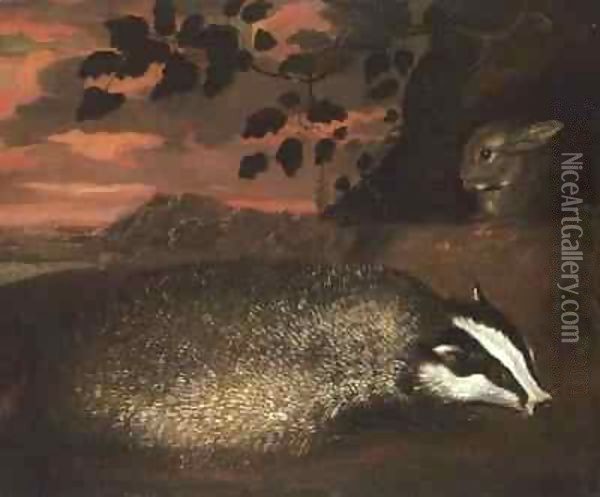 Badger Oil Painting - Francis Barlow