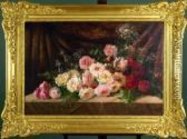 [les Roses] Oil Painting - Frans Mortelmans