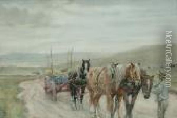 On The South Downs Oil Painting - Nathaniel Hughes John Baird