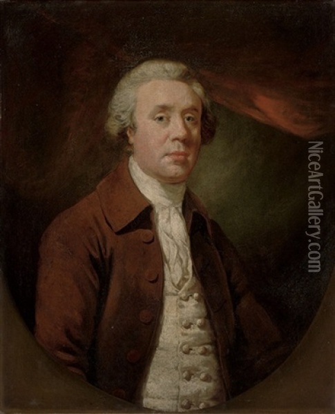 Portrait Of Richard Baylay Of Stoke Damerall Near Plymouth In A Brown Coat And White Stock And Vest Oil Painting - James (Thomas J.) Northcote