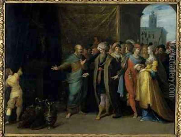 Croesus shows Solon his treasures Oil Painting - Frans the younger Francken