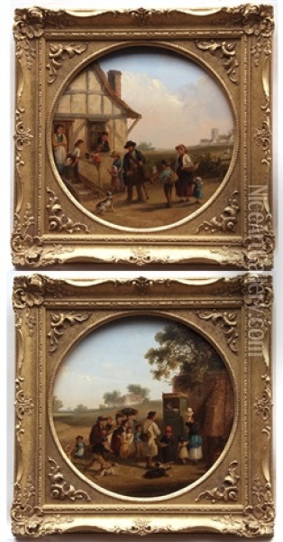 Punch And Judy And Hurdy Gurdy Man Oil Painting - Thomas Smythe