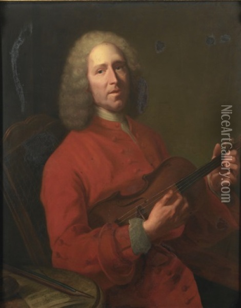 Portrait De Jean-philippe Rameau Oil Painting - Jacques Andre Joseph Aved
