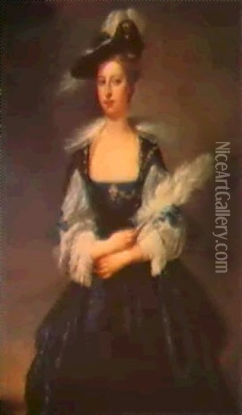 Portrait Of Elizabeth Dunch, Later Lady Oxenden Oil Painting - Thomas Hudson