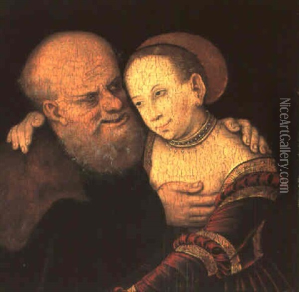 Les Amants Mal Assortis Oil Painting - Lucas Cranach the Elder