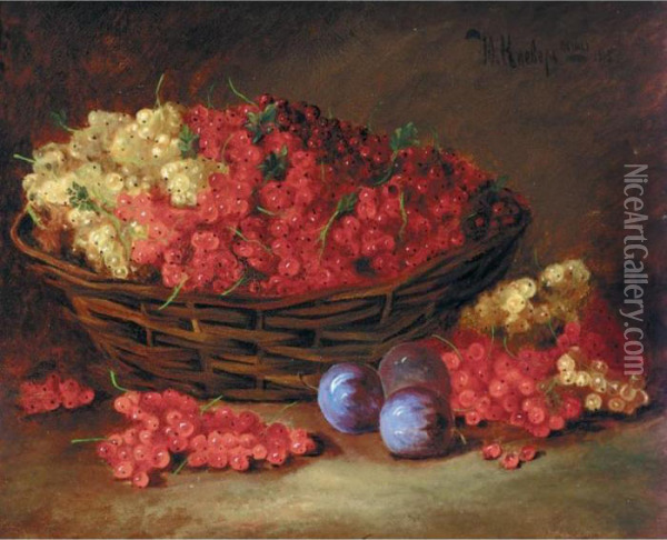 Still Life With Berries And Plums Oil Painting - Iulii Iul'evich (Julius) Klever