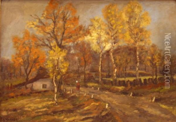 Podzimni Krajina S Figuralni Stafazi Oil Painting - Carl Wagner