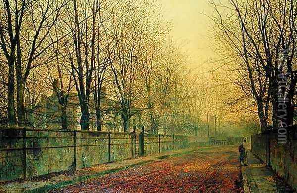 In the Golden Glow of Autumn 1884 Oil Painting - John Atkinson Grimshaw