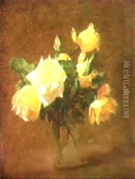 Yellow Roses Oil Painting - Henri Fantin-Latour