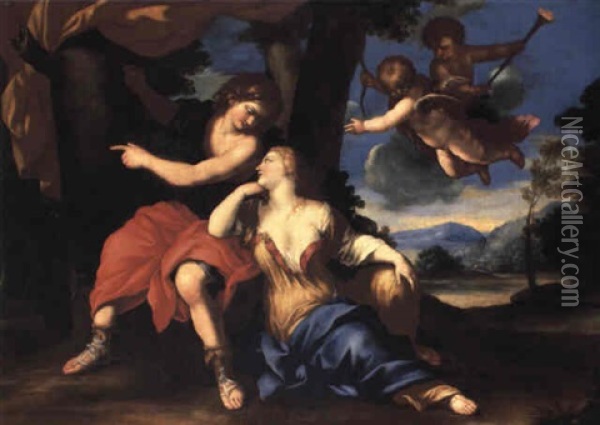 Angelica E Medoro Oil Painting - Giovanni Francesco Romanelli