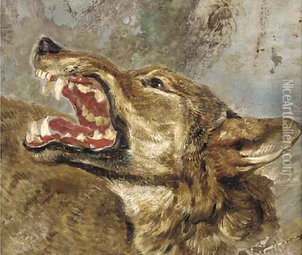 The head of a wolf a study Oil Painting - Frans Snyders