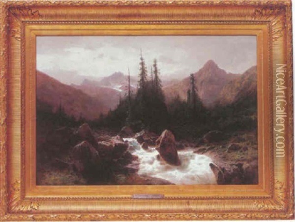 Torrent Dans Les Alpes Oil Painting - Gustave Eugene Castan