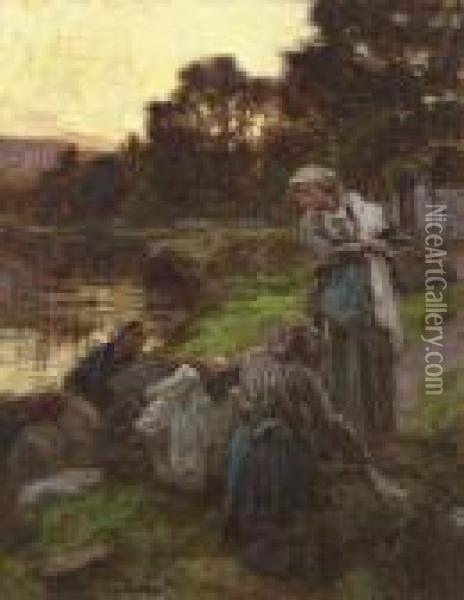 Laveuses, Le Soir Oil Painting - Leon Augustin Lhermitte