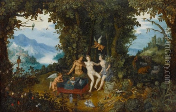 Sine Cerere Et Baccho Friget Venus Oil Painting - Jan Brueghel the Elder