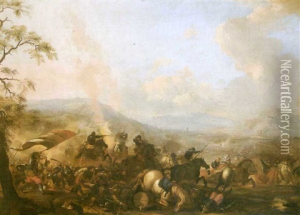 Combat De Cavalerie Oil Painting - Jacques Courtois