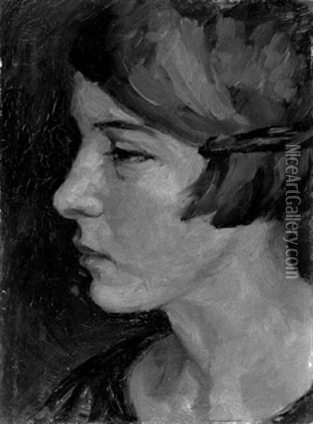 Profilbildnis Einer Jungen Frau Oil Painting - Paula Gans