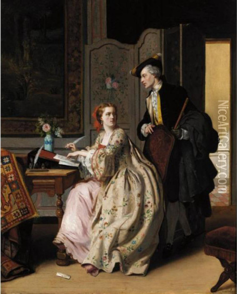 The Letter Oil Painting - Jean Carolus