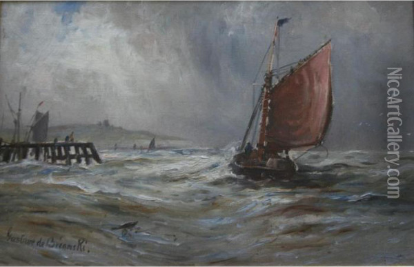 Off The Isle Of Man Oil Painting - Gustave de Breanski