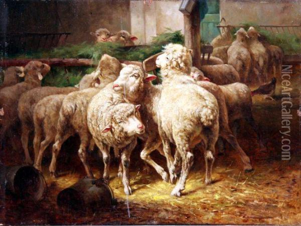 Pecore Nella Stalla Oil Painting - Antonio Milone