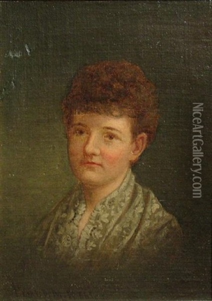 A Portrait Of A Woman Oil Painting - Francis Marion Pebbles